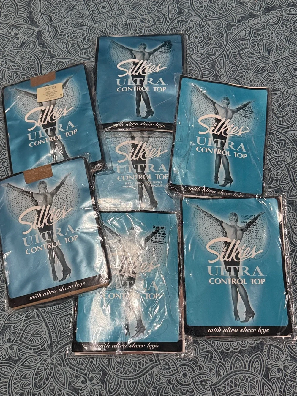 Silkies Vintage Ultra Control Top Sheer Pantyhose Lot of 7 Nude Large